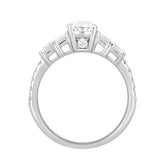LADIES RING 2CT ROUND/EMERALD/PEAR DIAMOND 14K WHITE GOLD (CENTER STONE PEAR DIAMOND 1CT )